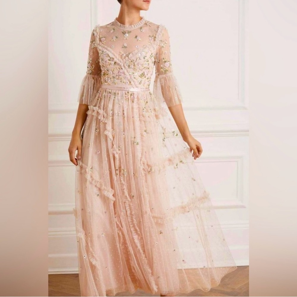 Needle & Thread Shimmer Ditsy Floral Size 10 Gown